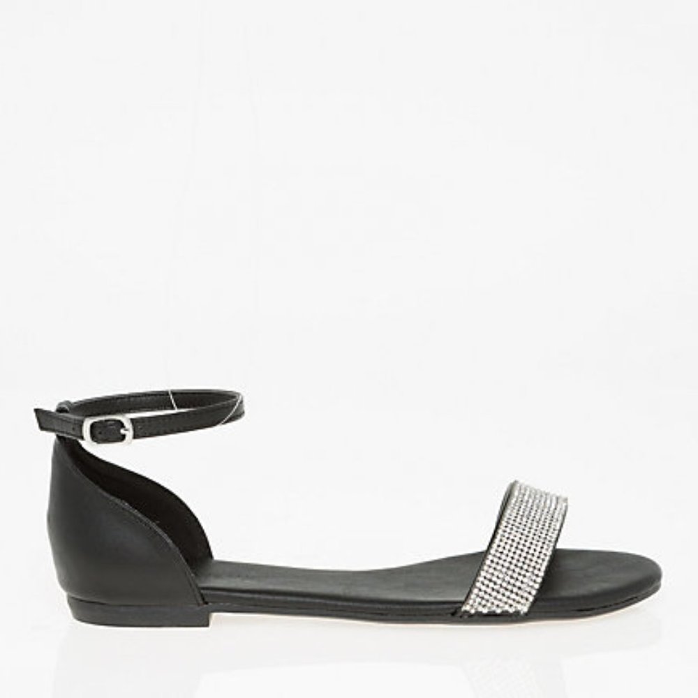LE CHÂTEAU Jewel Embellished Faux Leather Sandal